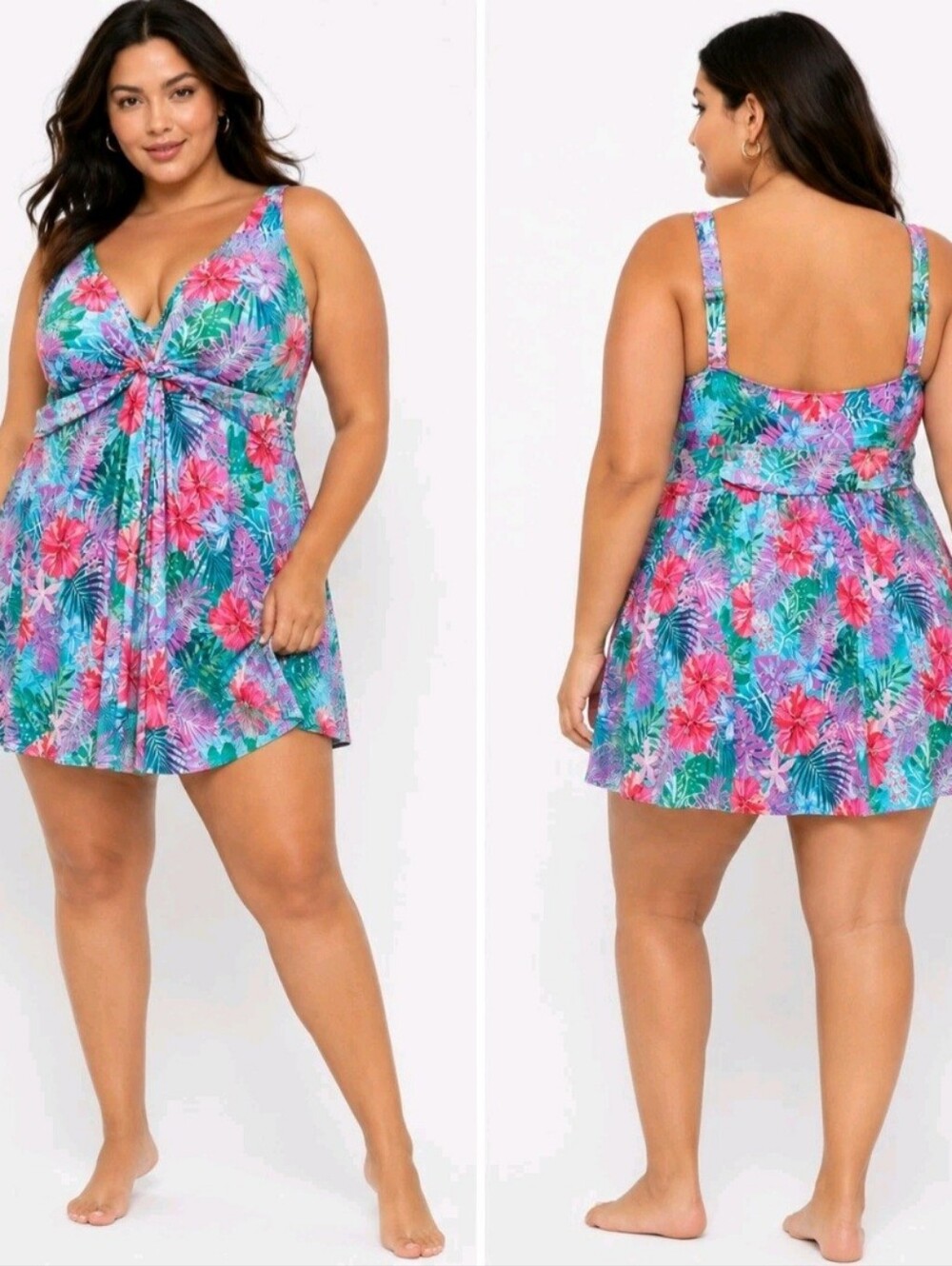 New Swimsuits For All Swim Dress Swimsuit Tropical Floral Plus Size 28 Hibiscus